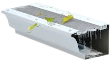 Leaf filter gutter insert with leaves on top