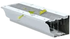 Leaf filter gutter insert with leaves on top